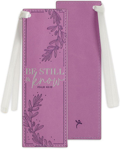 Christian Art Gifts Purple Faux Leather Purple Floral Bookmark for Women: Be Still and Know - Psalm 46:10 Inspirational Bible Verse