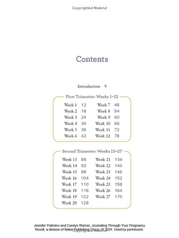 Journaling Through Your Pregnancy Table of Contents