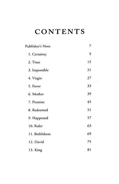 The Advent of Glory Table of Contents