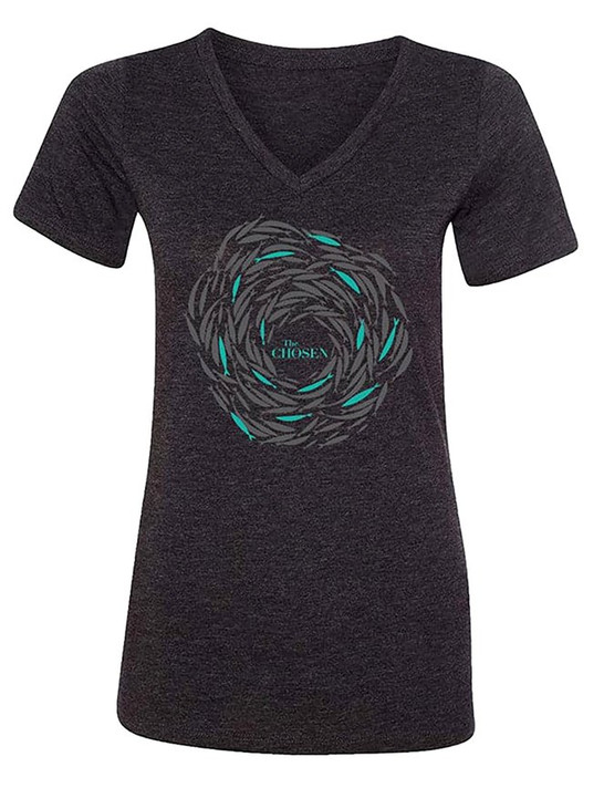 The Chosen: Against the Current Womans V-Neck Black Heather The Chosen: Against the Current Womans V-Neck Black Heather
