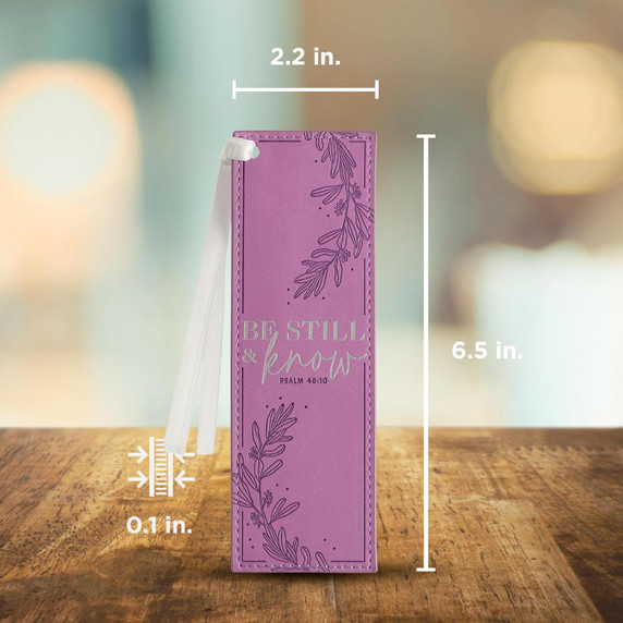 Christian Art Gifts Purple Faux Leather Purple Floral Bookmark for Women: Be Still and Know - Psalm 46:10 Inspirational Bible Verse