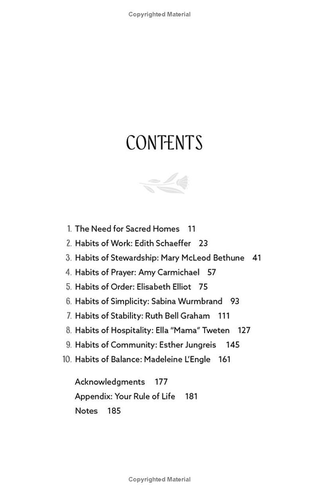 Habits for a Sacred Home Table of Contents
