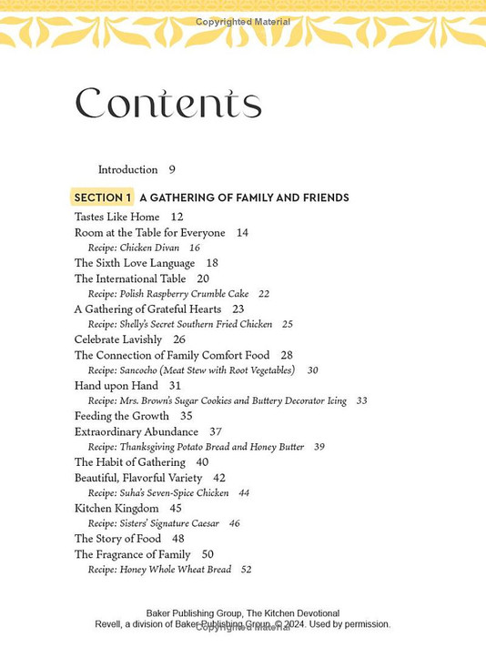 The Kitchen Devotional Table of Contents
