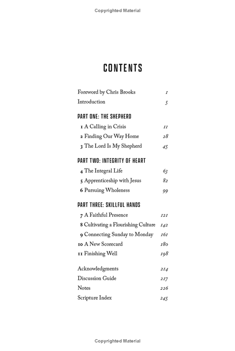 The Flourishing Pastor Table of Contents