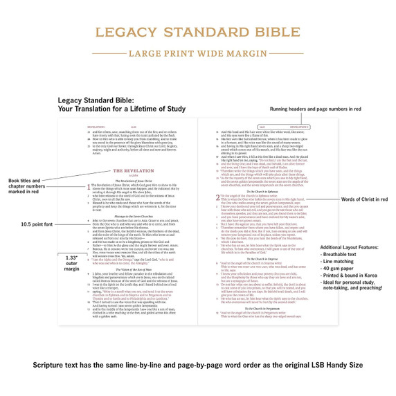 LSB Large Print Wide Margin Black Hardcover Features