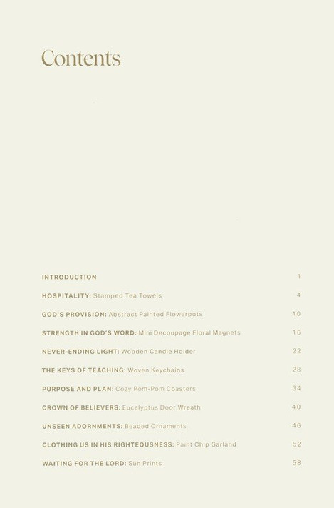 Crafted in Faith Table of Contents