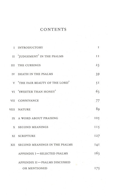 Reflections on the Psalms Table of Contents