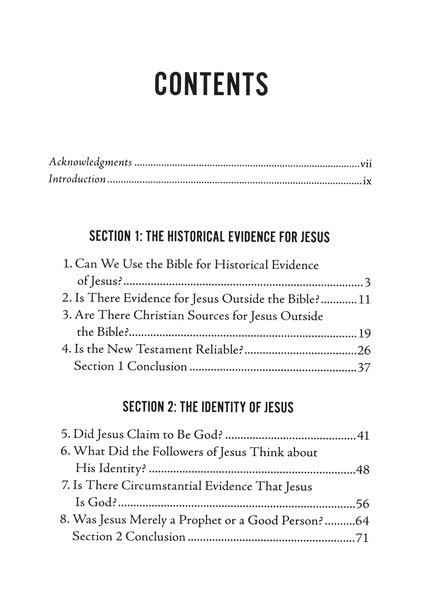 Evidence for Jesus Table of Contents