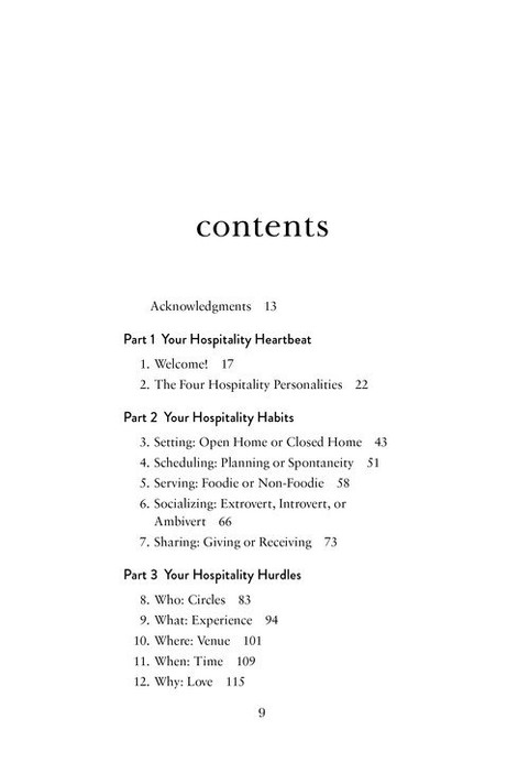 Your Hospitality Personality Table of Contents