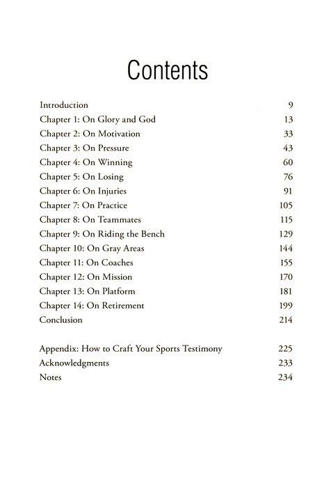 The Christian Athlete Table of Contents