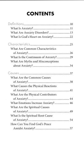 Anxiety Table of Contents