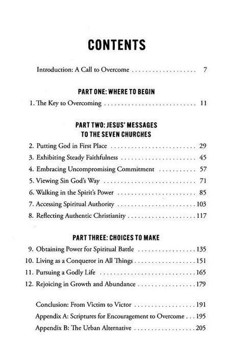 Living as an Overcomer Table of Contents