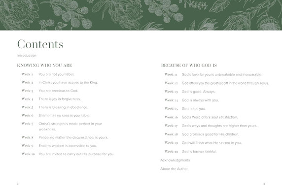 Knowing Who You Are Because of Who God Is Table of Contents