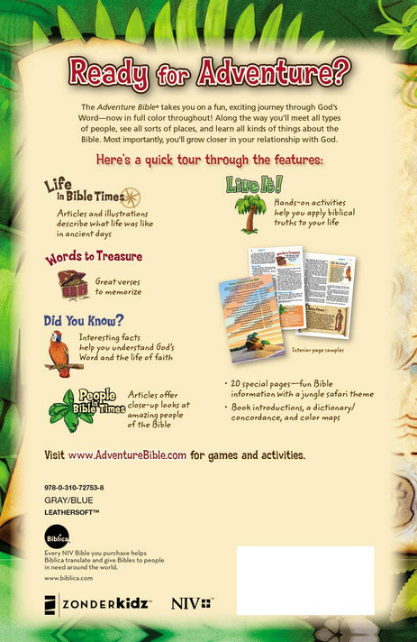 Adventure Bible, NIV Gray Back Cover of Box