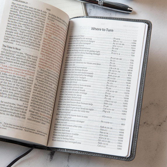 CSB Large Print Personal Size Reference Bible, Charcoal Inside Look