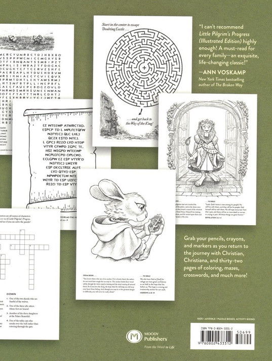 Little Pilgrim's Progress Illustrated Edition Coloring and Activity Book Back Cover