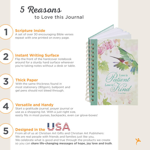 Christian Art Gifts Green Journal w/Scripture Love Features