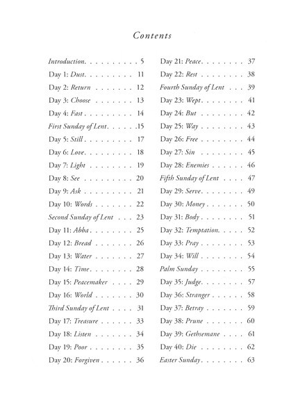 Pauses for Lent Table of Contents
