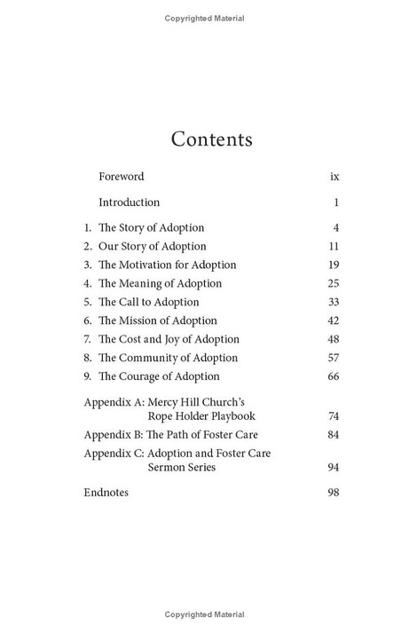 Chosen Table of Contents