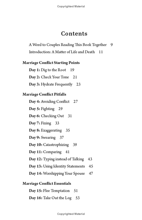 Marriage Conflict Table of Contents