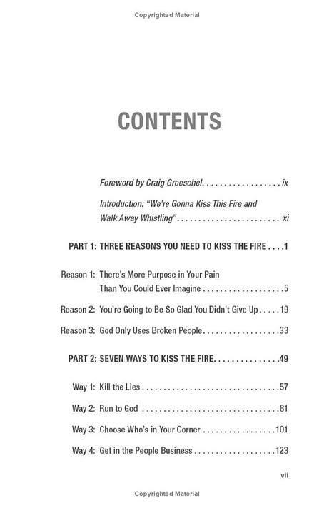 Kiss the Fire Table of Contents