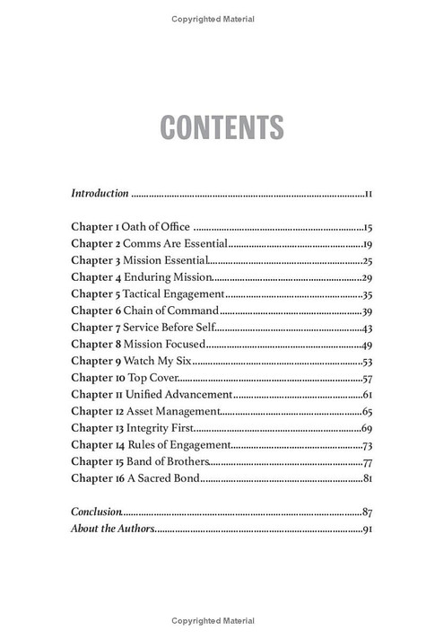 Valor and Vows Table of Contents