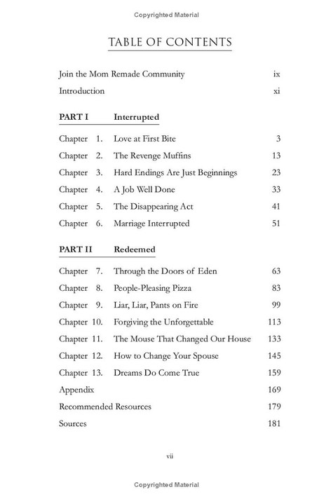 Marriage Interrupted Table of Contents
