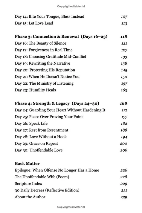 The Unoffendable Wife Table of Contents