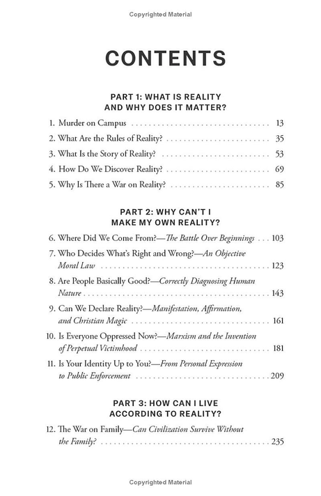 The War on Reality Table of Contents