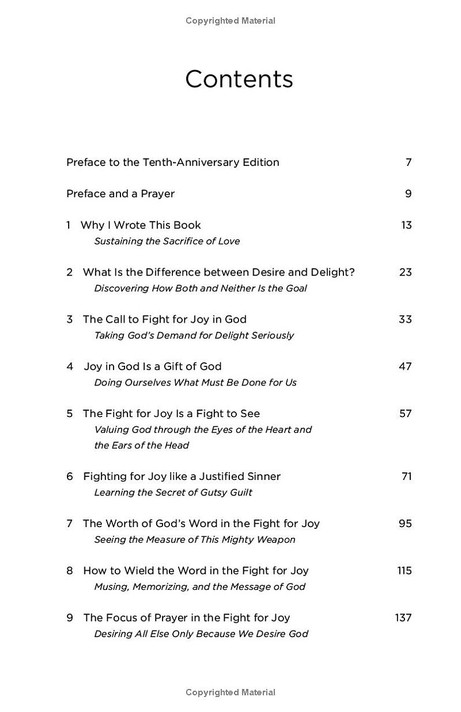 When I Don't Desire God Table of Contents