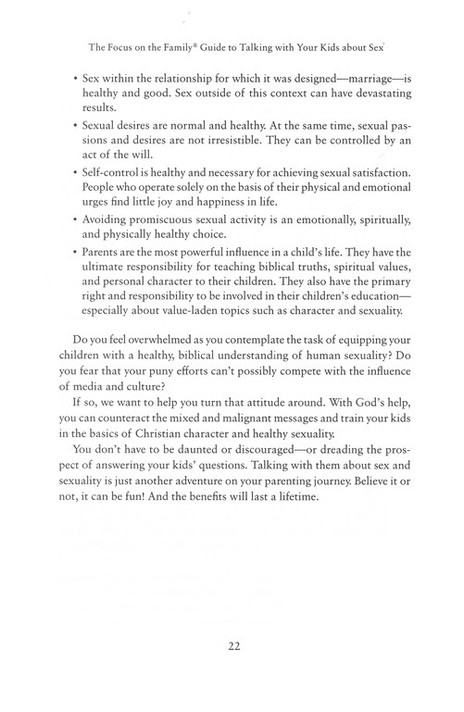 The Focus on the Family Guide to Talking with Your Kids about Sex Inside Look