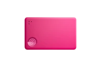 A front-facing image of a Life360 Tile Slim - Pink Punch