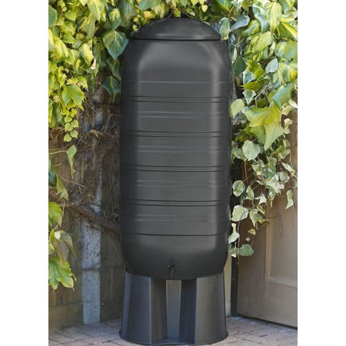 Strata 250L Black Slimline Water Butt With Tap & Lid_straight