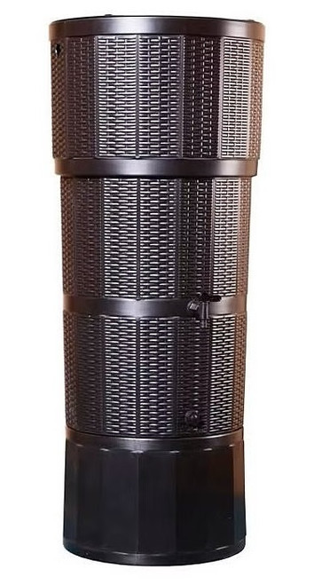 150L Rattan Wicker Effect Polybutt Water Butt_Oak_Brown