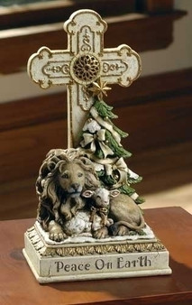 Lion and Lamb Tabletop Cross