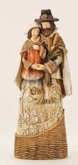 Pilgrim Couple Figure, Basket Weave