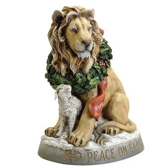 Lion and Lamb Statuary with Verse
