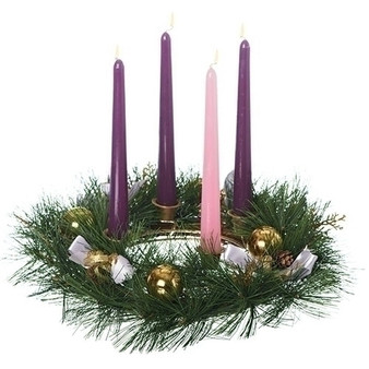 Advent Wreath - Purple and Gold Pinecones