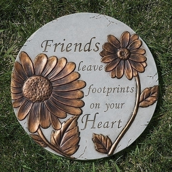 9"D Friends Leave Footprints Garden Stone