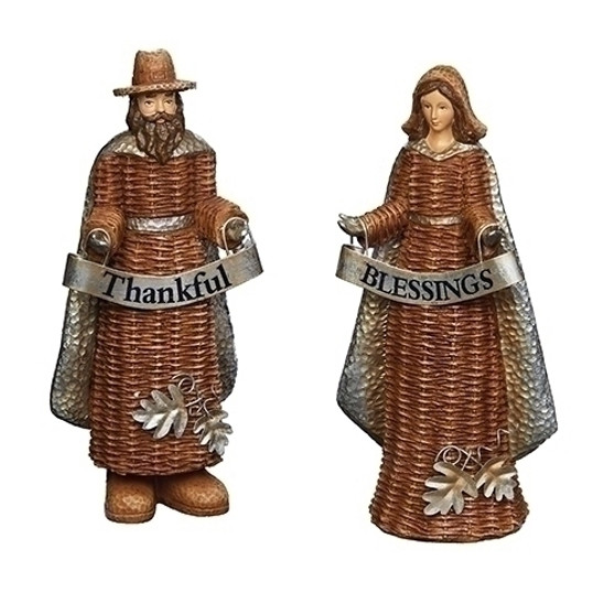 9.5" Wicker Pilgrims, 2 PC Set