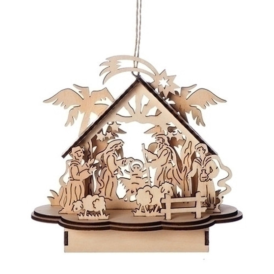 6" LED Nativity Stable Ornament