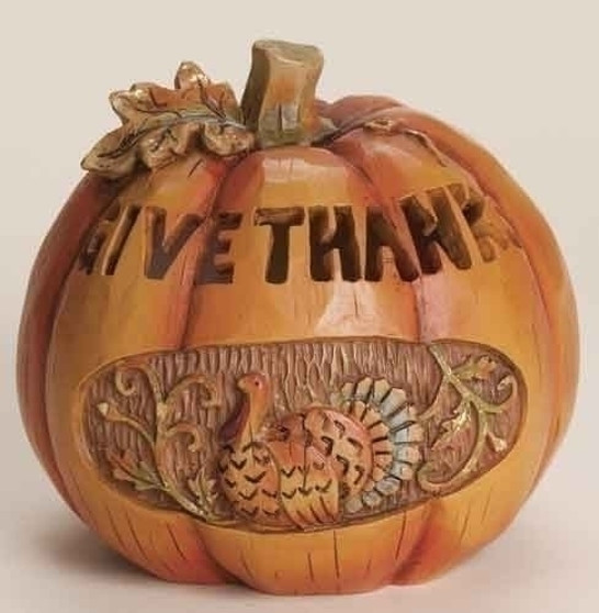 LED Pumpkin with Turkey Figure