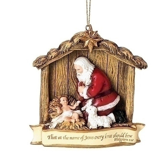 Kneeling Santa Ornament Scene