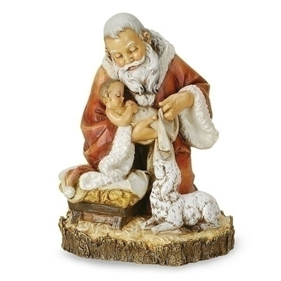 Kneeling Santa, Bark Finish