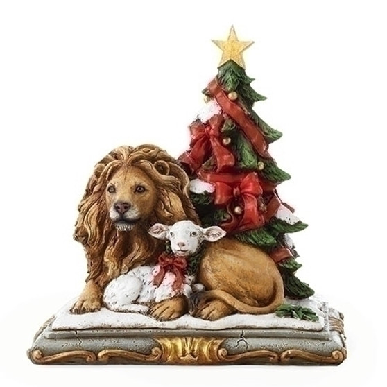 Lion and Lamb with Tree Figurine