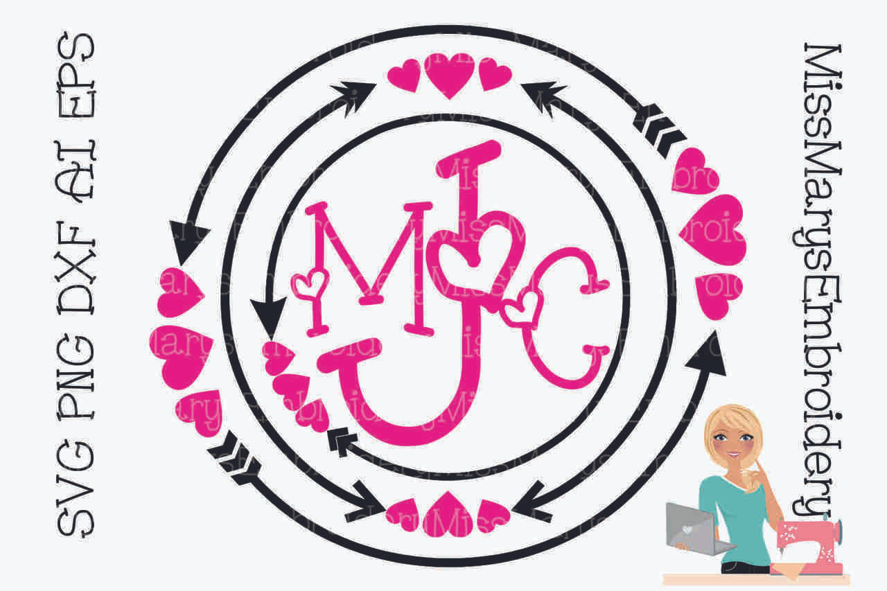 Download Arrow Heart Monogram Ring - Miss Mary's Embroidery