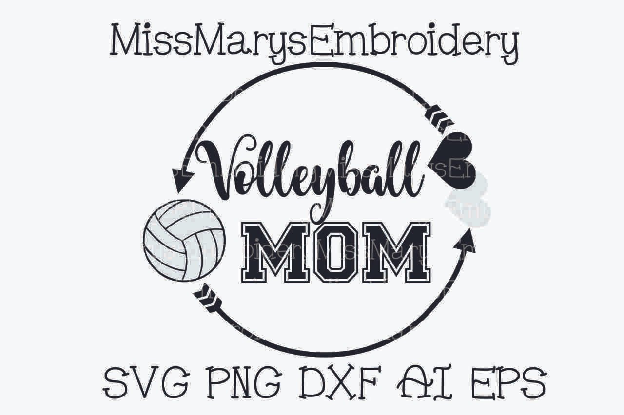 Download Volleyball Mom Monogram Arrow Frame - Miss Mary's Embroidery