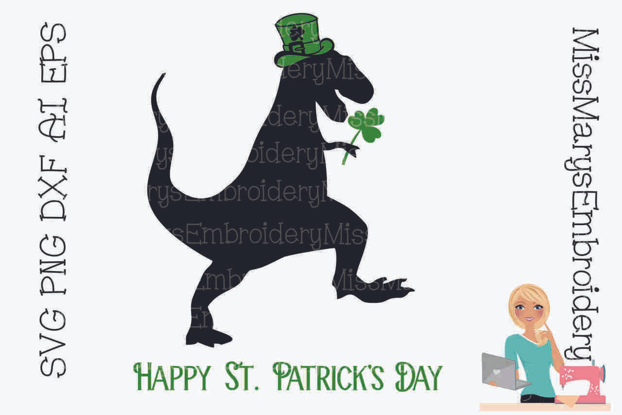 Download St Patricks T Rex Svg Miss Mary S Embroidery PSD Mockup Templates
