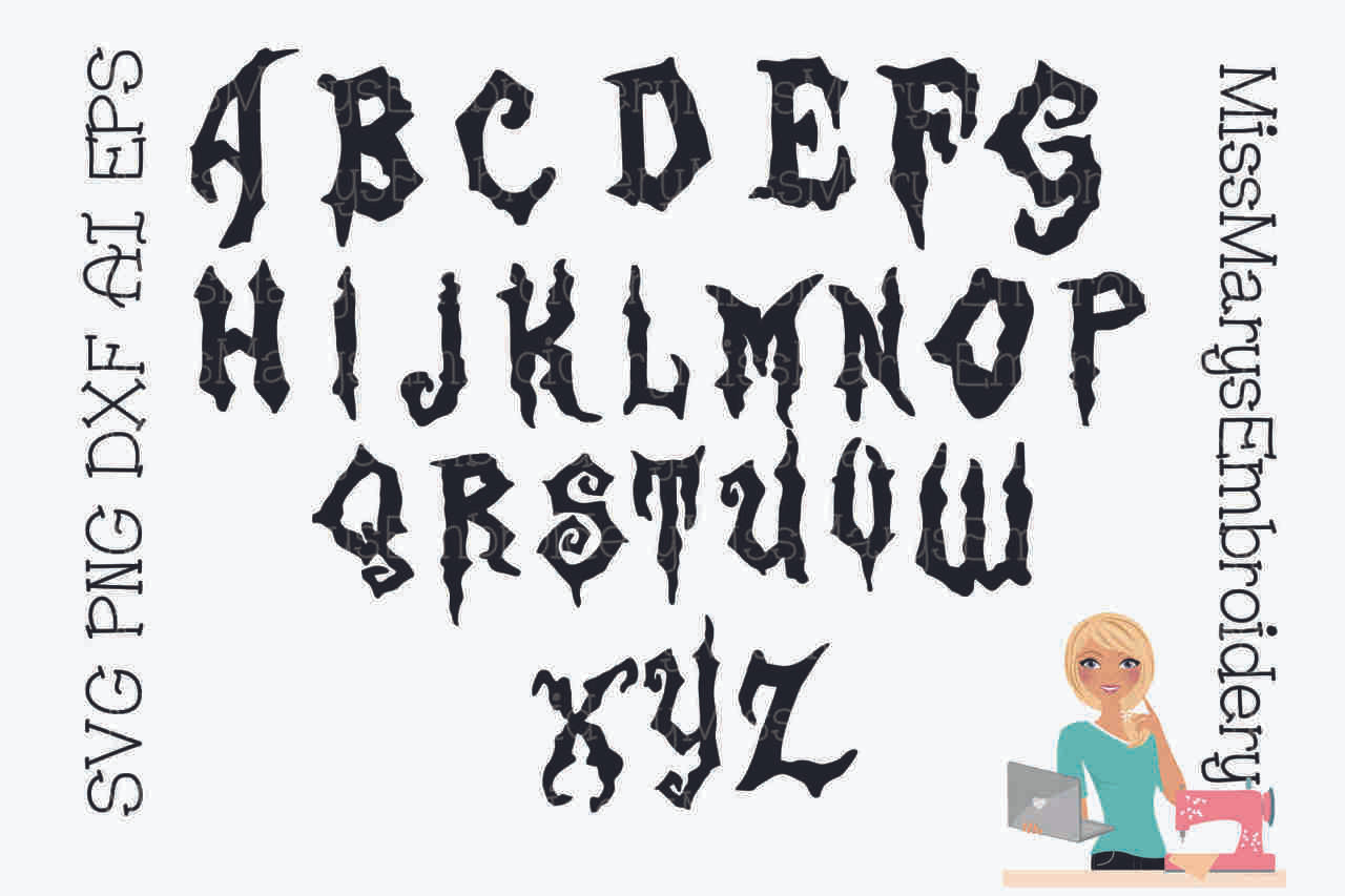 Download Zombie Letters Svg Miss Mary S Embroidery PSD Mockup Templates