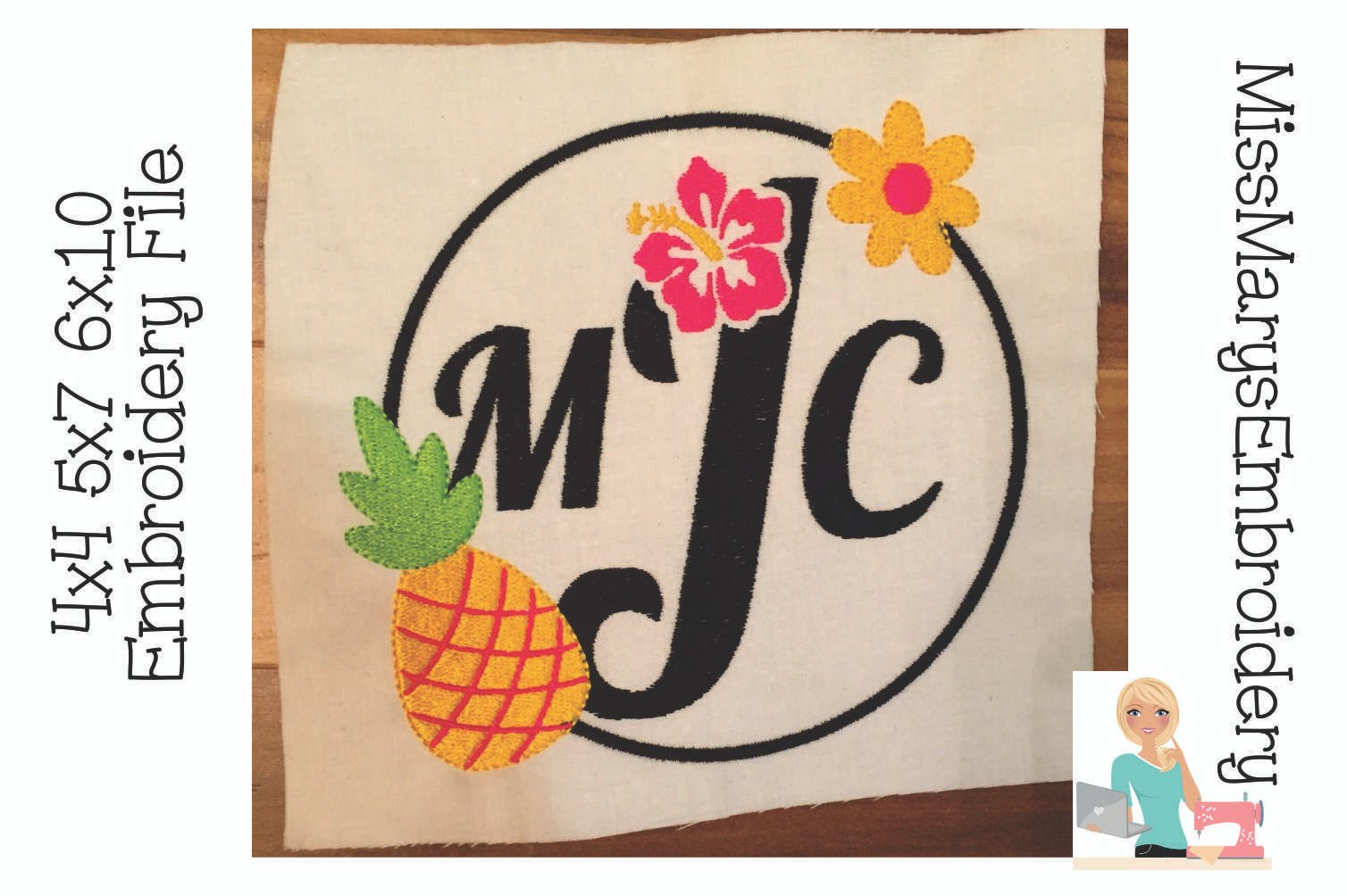 Pineapple Monogram Embroidery Miss Mary's Embroidery